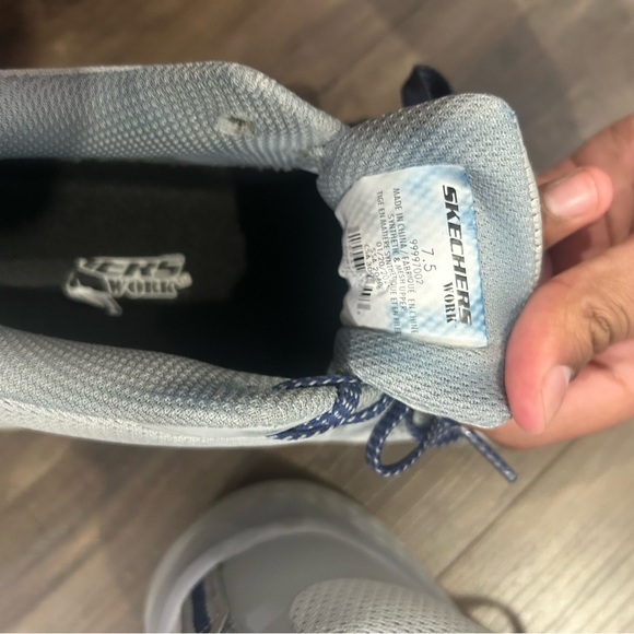 Skechers Blue and White Steel Toe Sneakers with Athletic Design - Picture 2 of 4